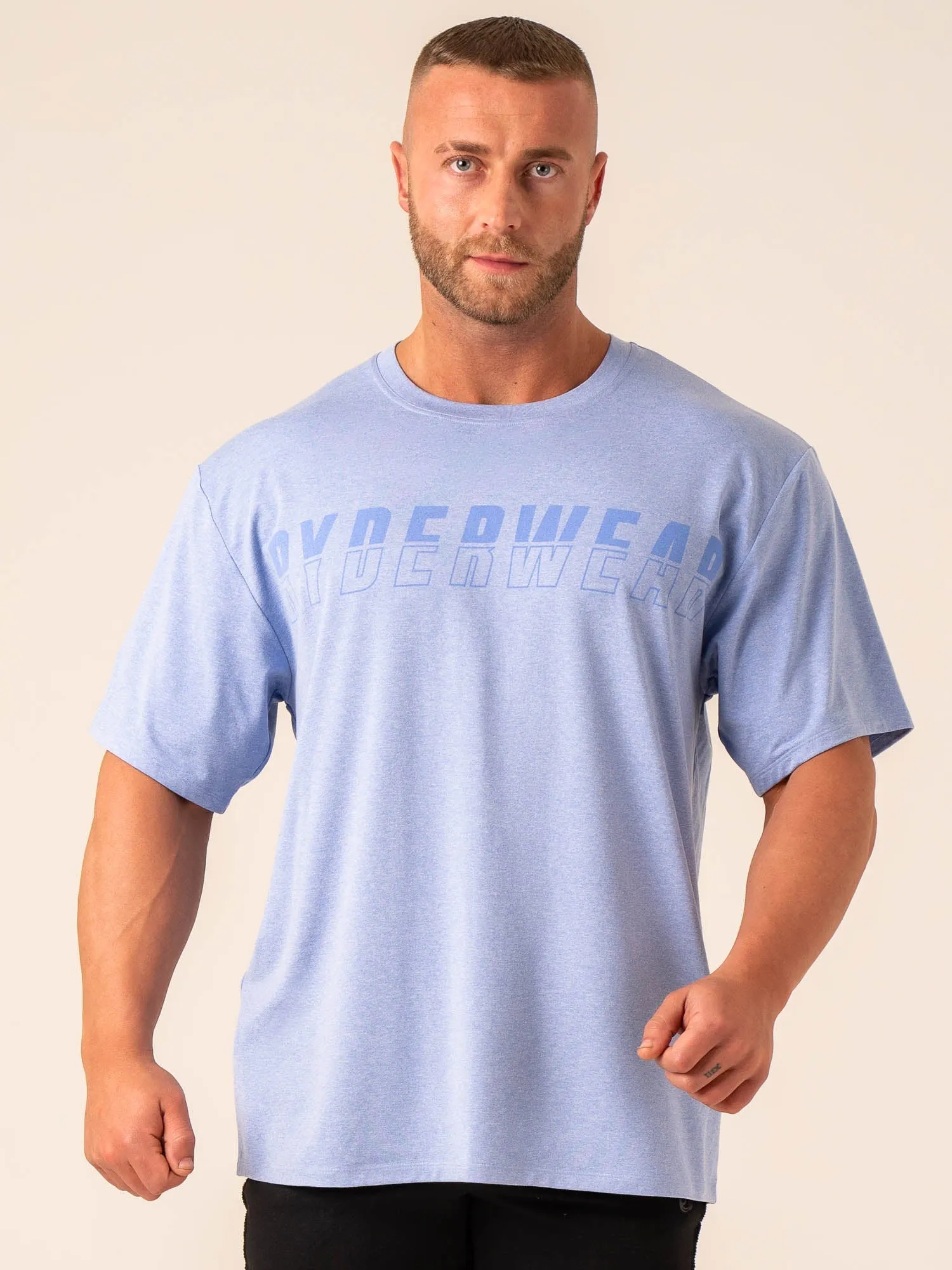 Organic Cotton Soft Tech Oversized T-Shirt - Blue Marl