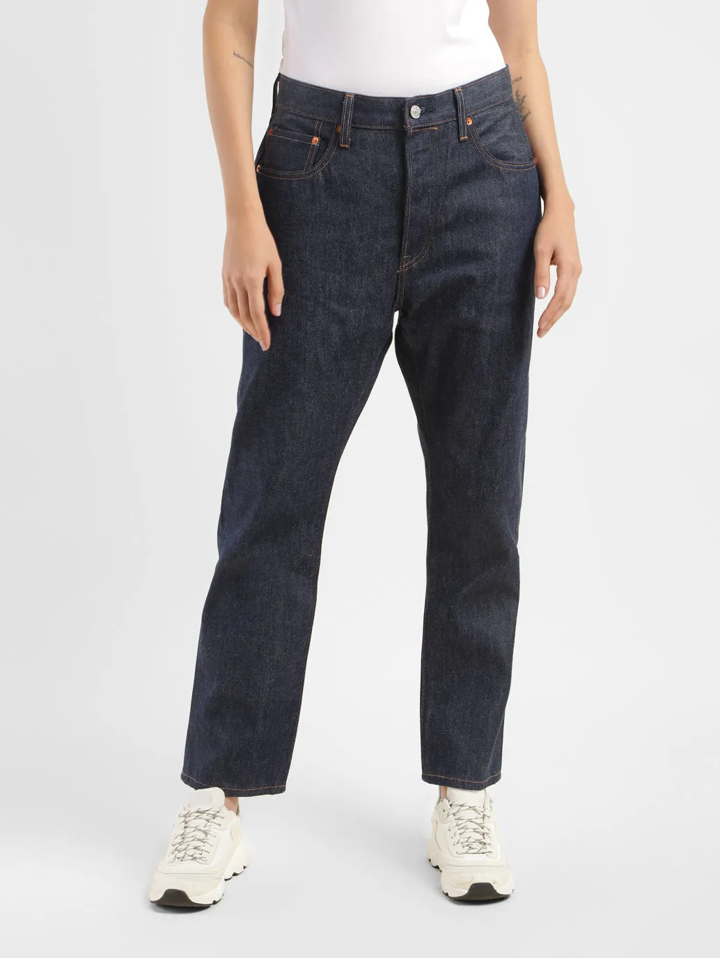 Women's 501 Blue Straight Fit High Rise Jeans Date Night Daily Wear Modern Minimalist Fashion Lover