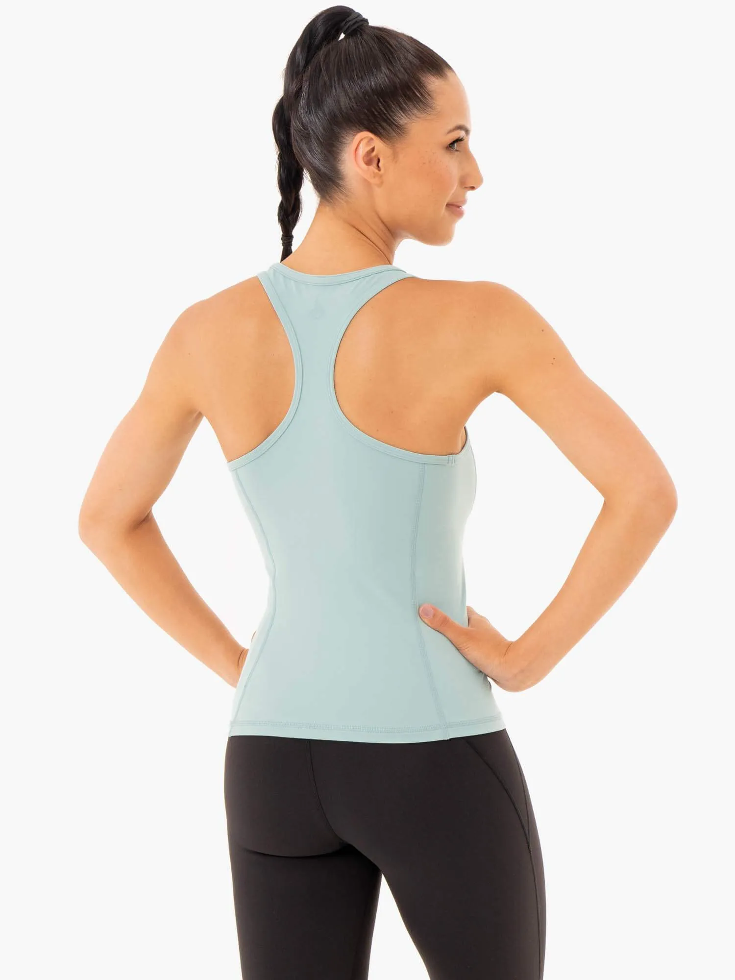 Sola Tank - Seafoam Blue Ribbed Collar Style TwillWeave