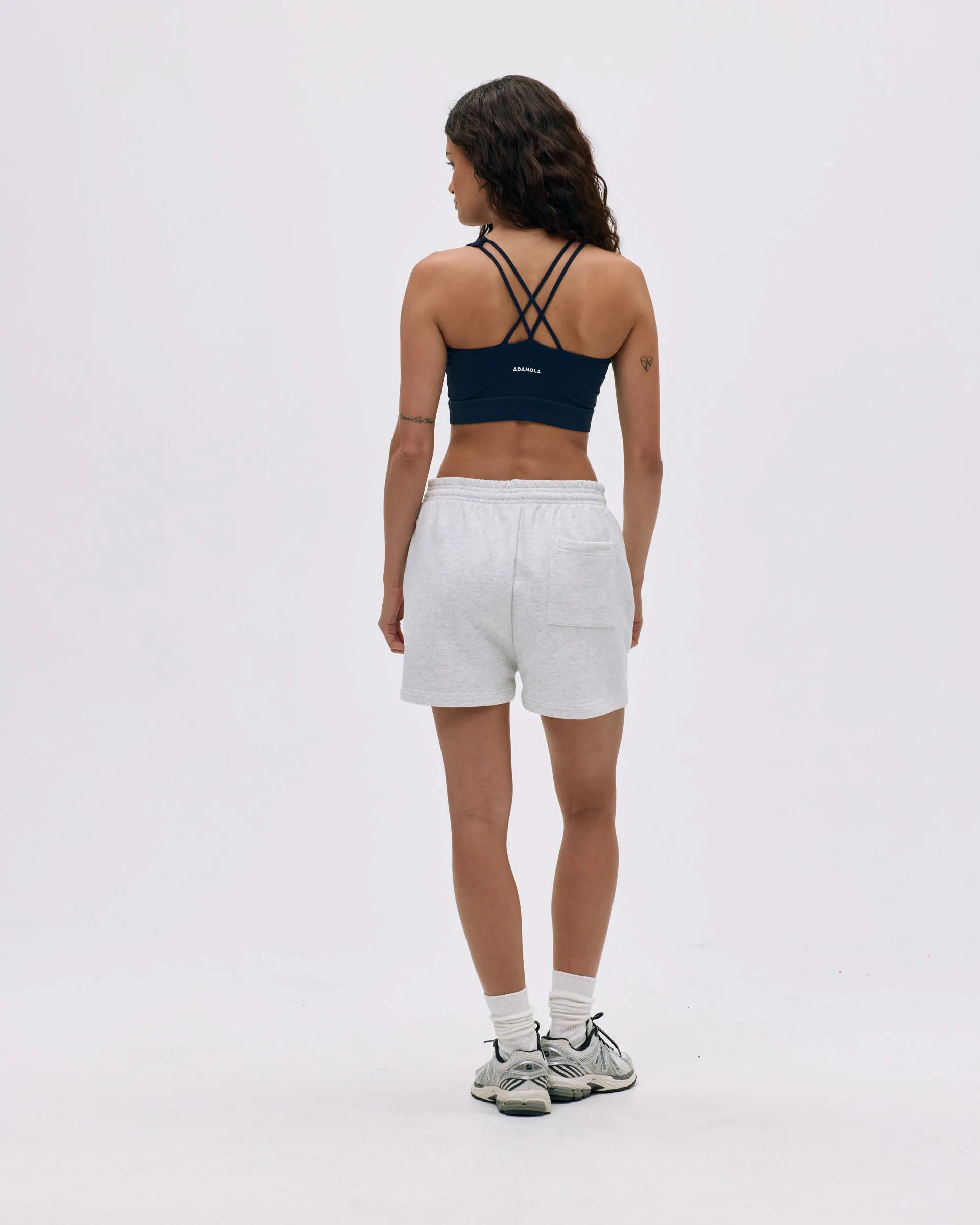 Gusseted Crotch Design Branded Sweat Shorts - Light Grey Melange