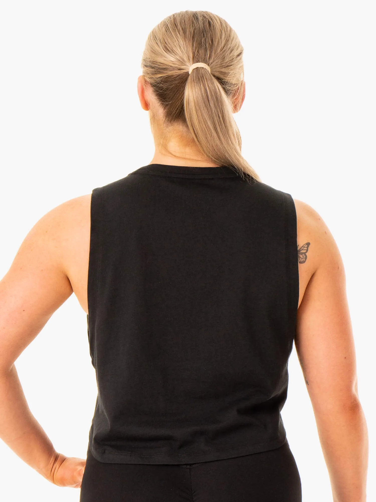 Sporty Hoodie Flow Scoop Tank - Black