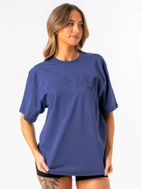 Force Oversized T-Shirt - Indigo Minimalist Style Weekend Comfort Wear