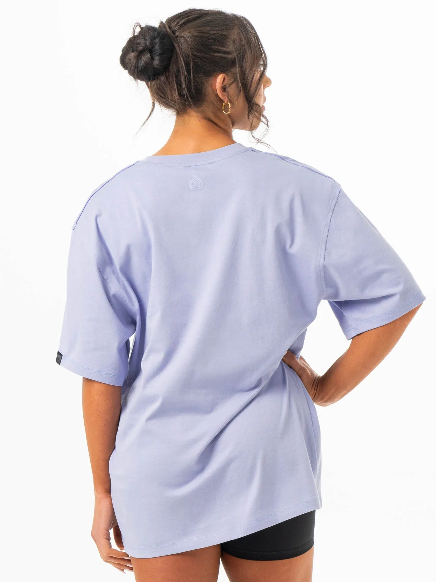 Airflow Ventilation Layered Collar Structure Force Oversized T-Shirt - Lilac Blue