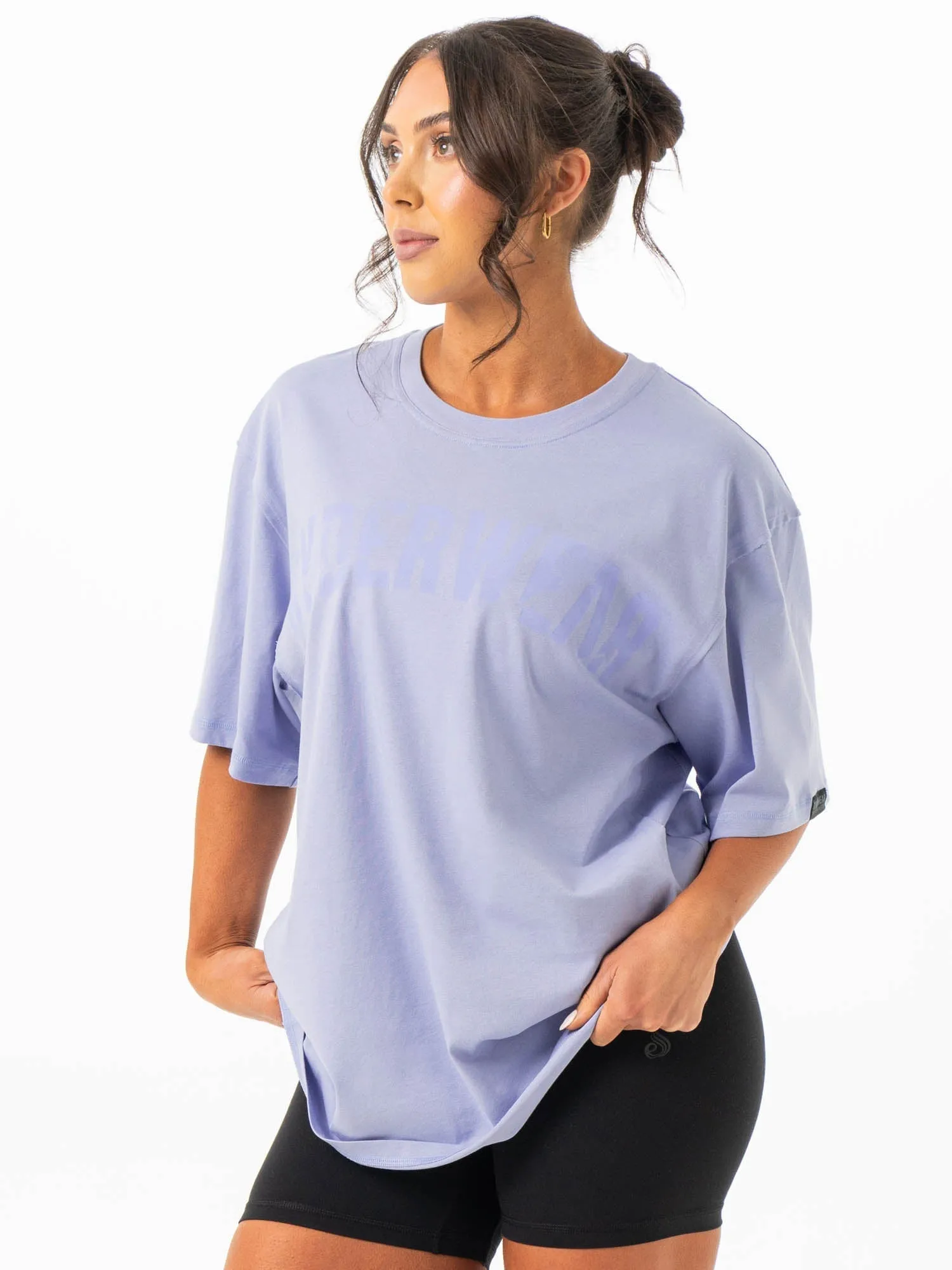 Force Oversized T-Shirt - Lilac Blue Embroidered Lightweight Comfort Wear