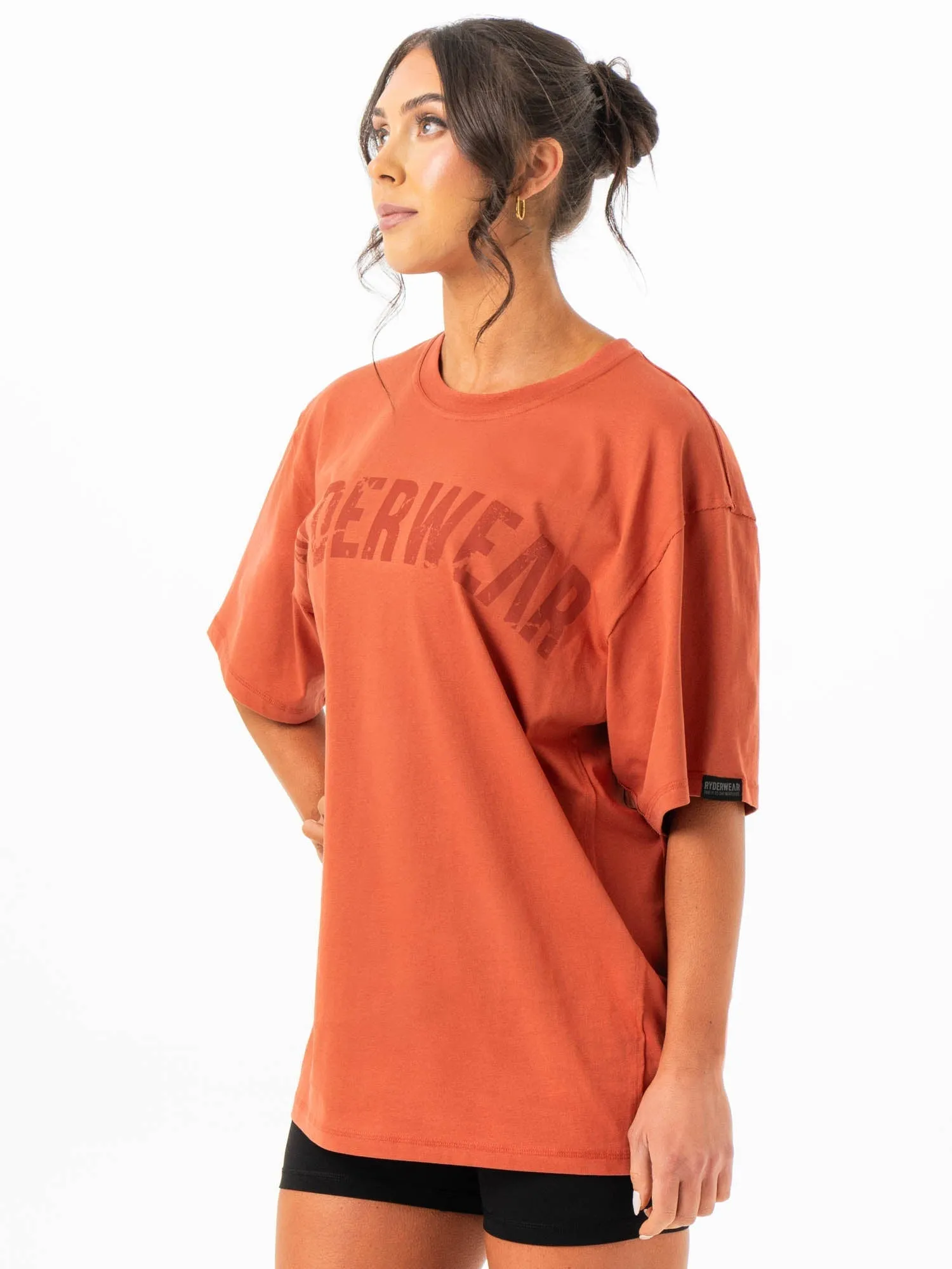 Street Casual Look Anti Static Finish Force Oversized T-Shirt - Terracotta