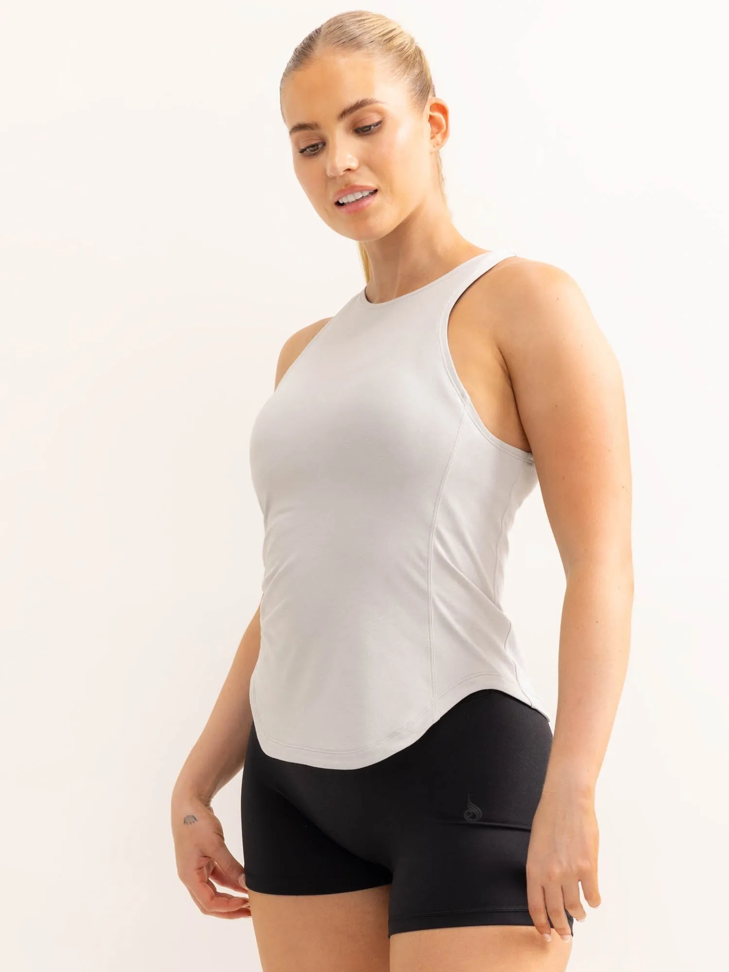 Long Sleeve Shirt BrushedInnerSurface Soft Tech Slim Fit Tank - Grey Marl