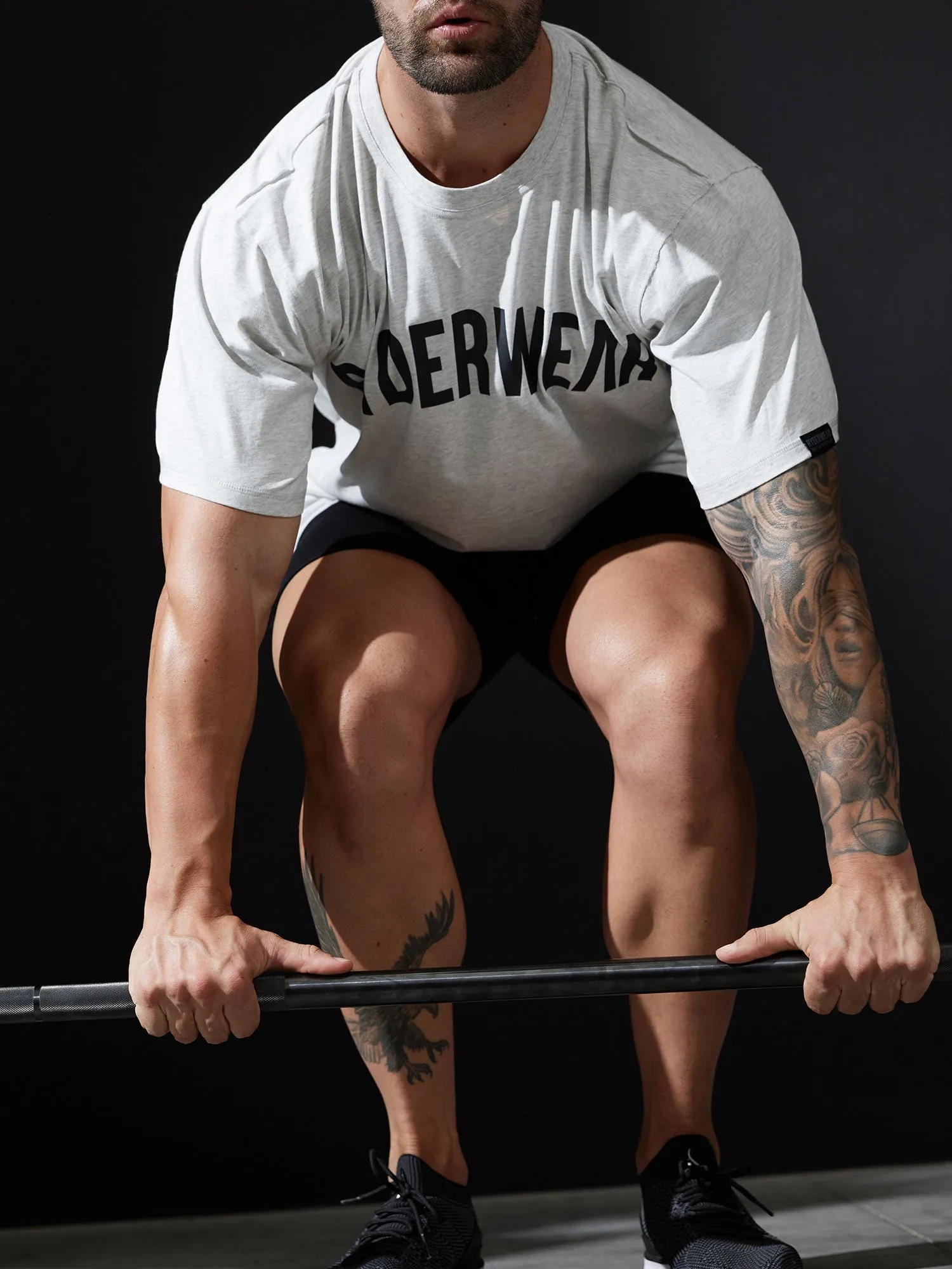 monochromatic Light and Breathable Force Oversized T-Shirt - Chalk Grey Marl