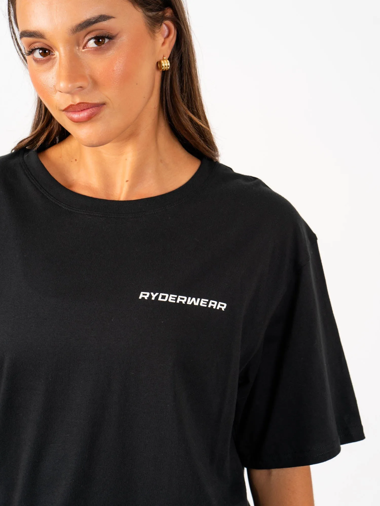 Stretch Fit Modern Trend Look Energy Oversized T-Shirt - Black