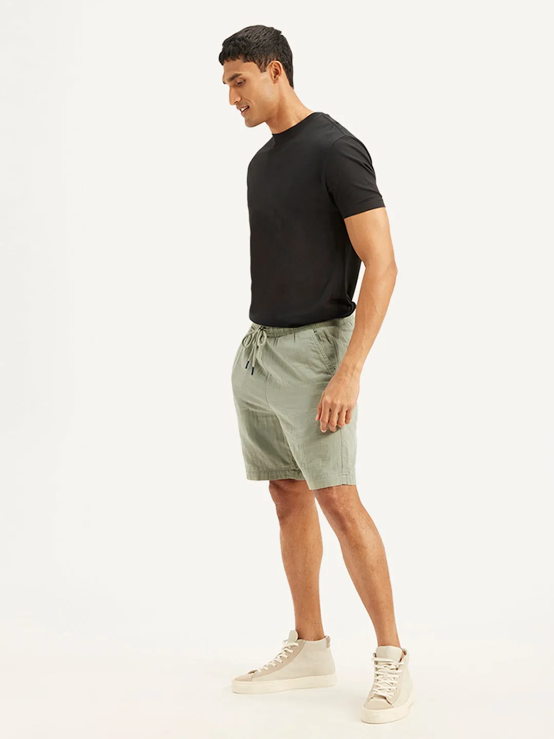 Men's Olive Relaxed Fit Shorts nylon blend
