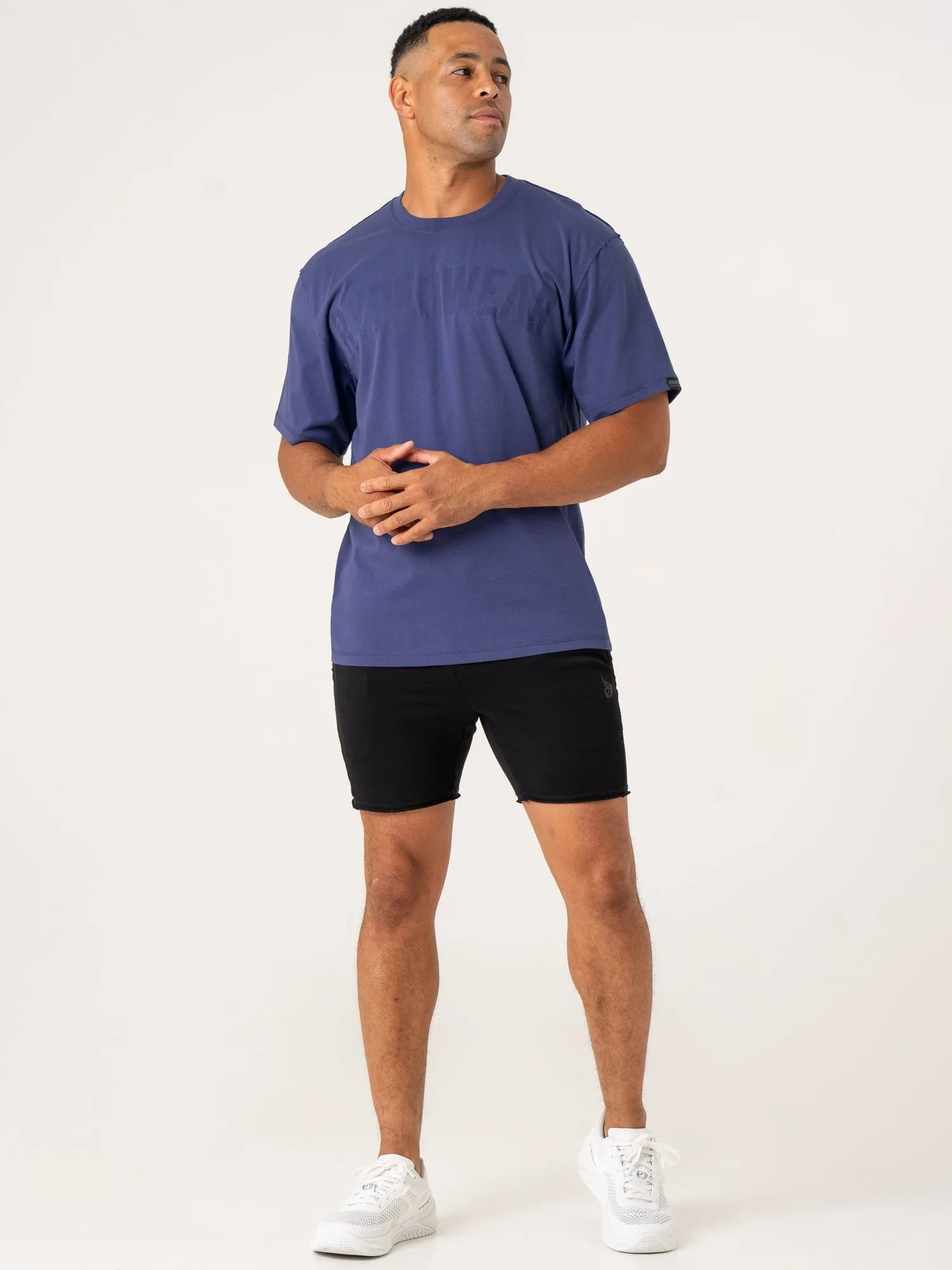 Force Oversized T-Shirt - Indigo DoubleLayeredCollar Slim Waistband