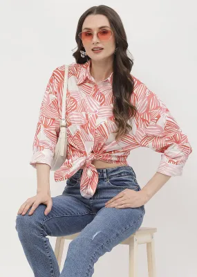 Unisex style Cocktail Event Madame Abstract Print Brick Orange Regular Shirt