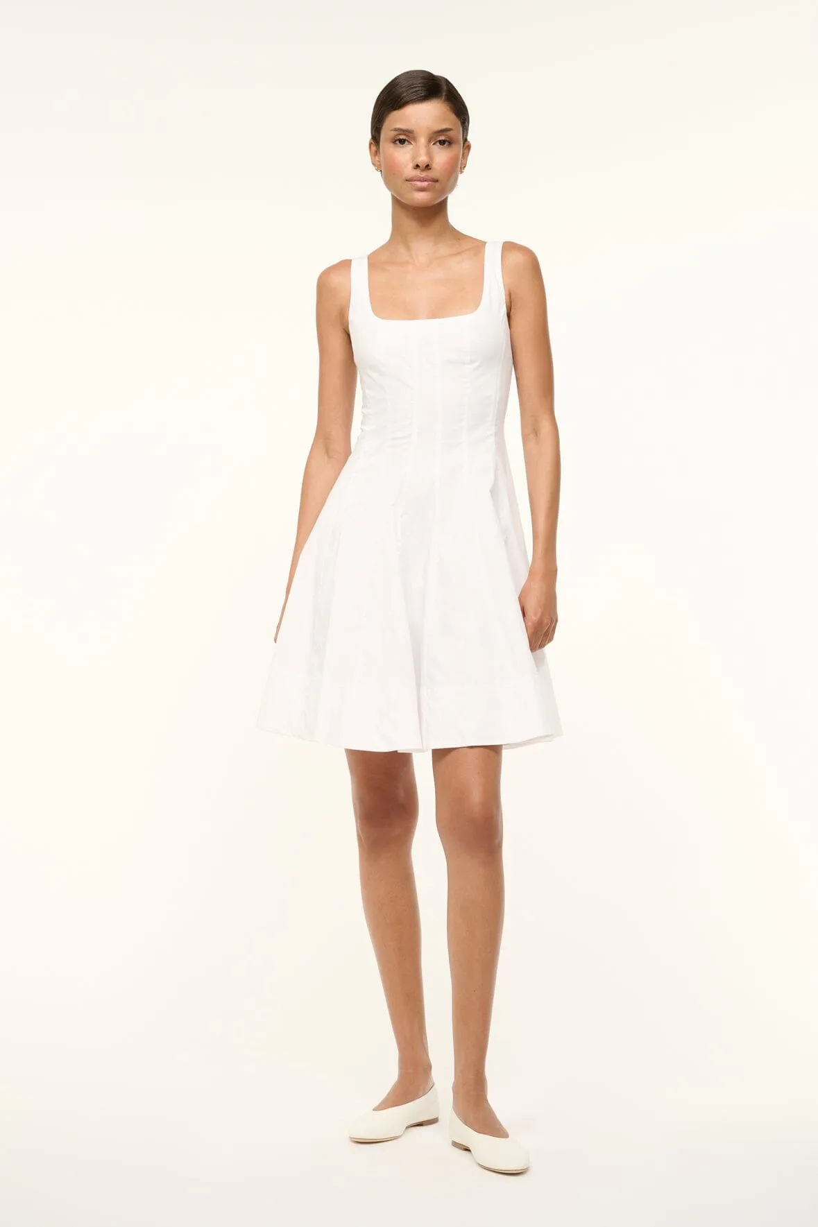 MINI WELLS DRESS | WHITE Drawstring-Closure Elastic Fit