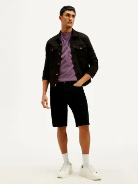 Vacation Outfit light texture Men's Black Tapered Shorts
