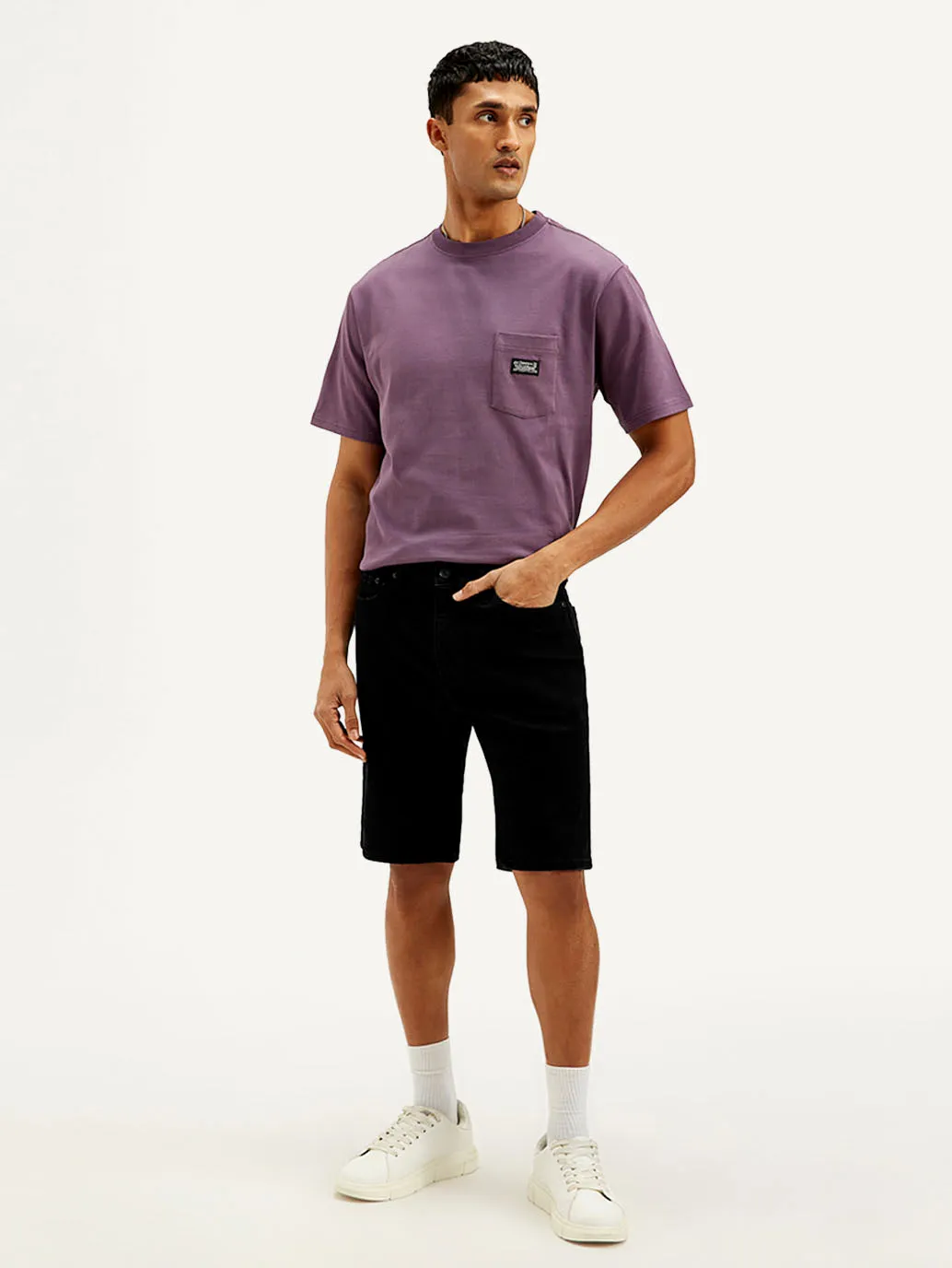 Men's Black Tapered Shorts Tear Resistant Fabric cyclists