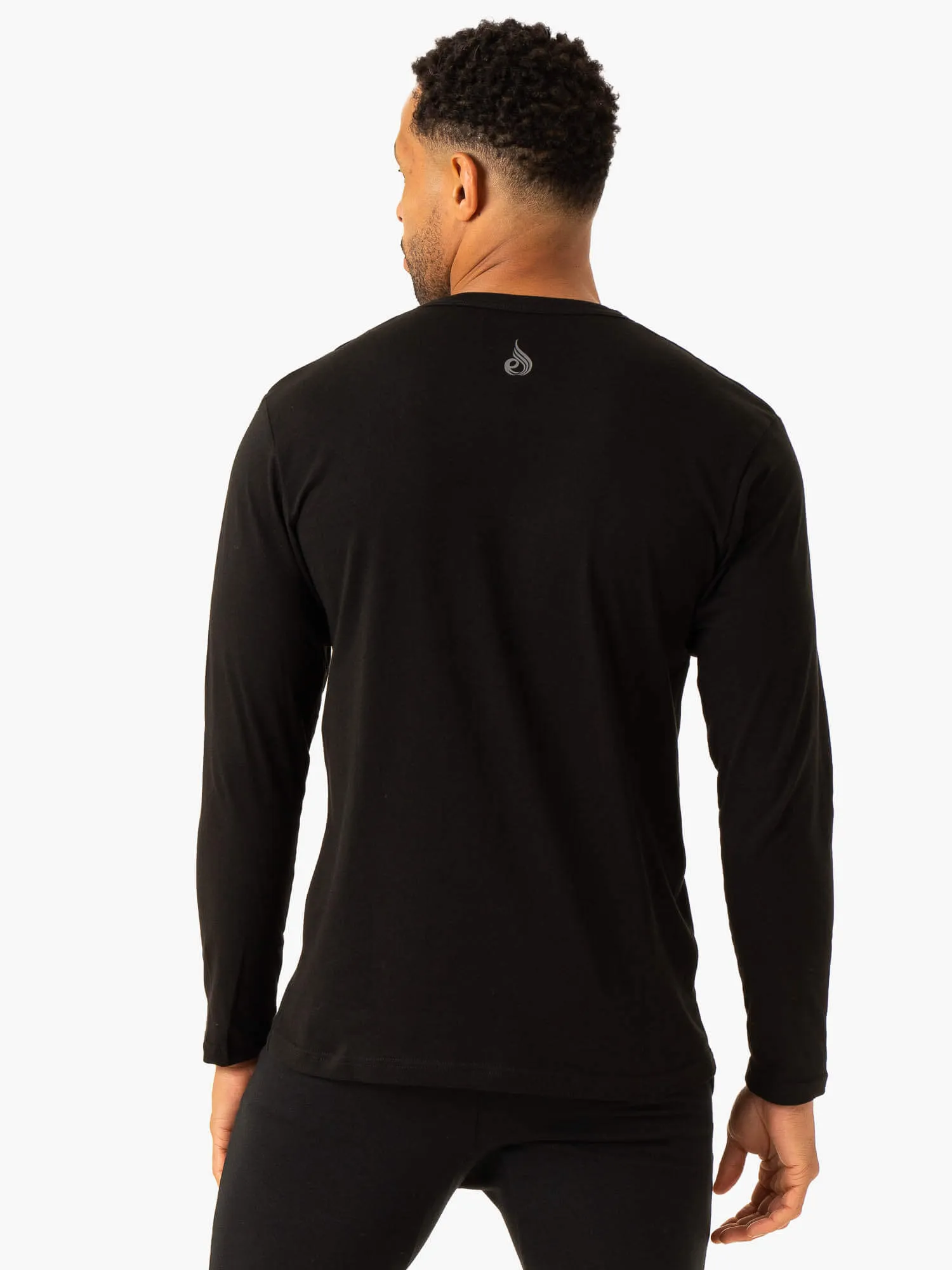 Graphic Long Sleeve T-Shirt - Black Breathable mesh panel