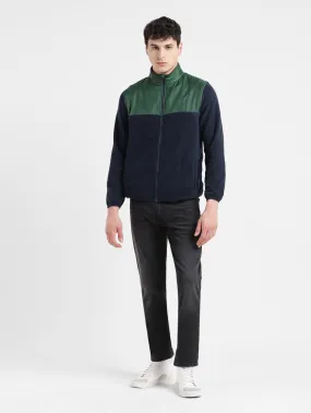 Men's Crew Neck Printed Jacket Convertible Features Noise Reducing Hardware