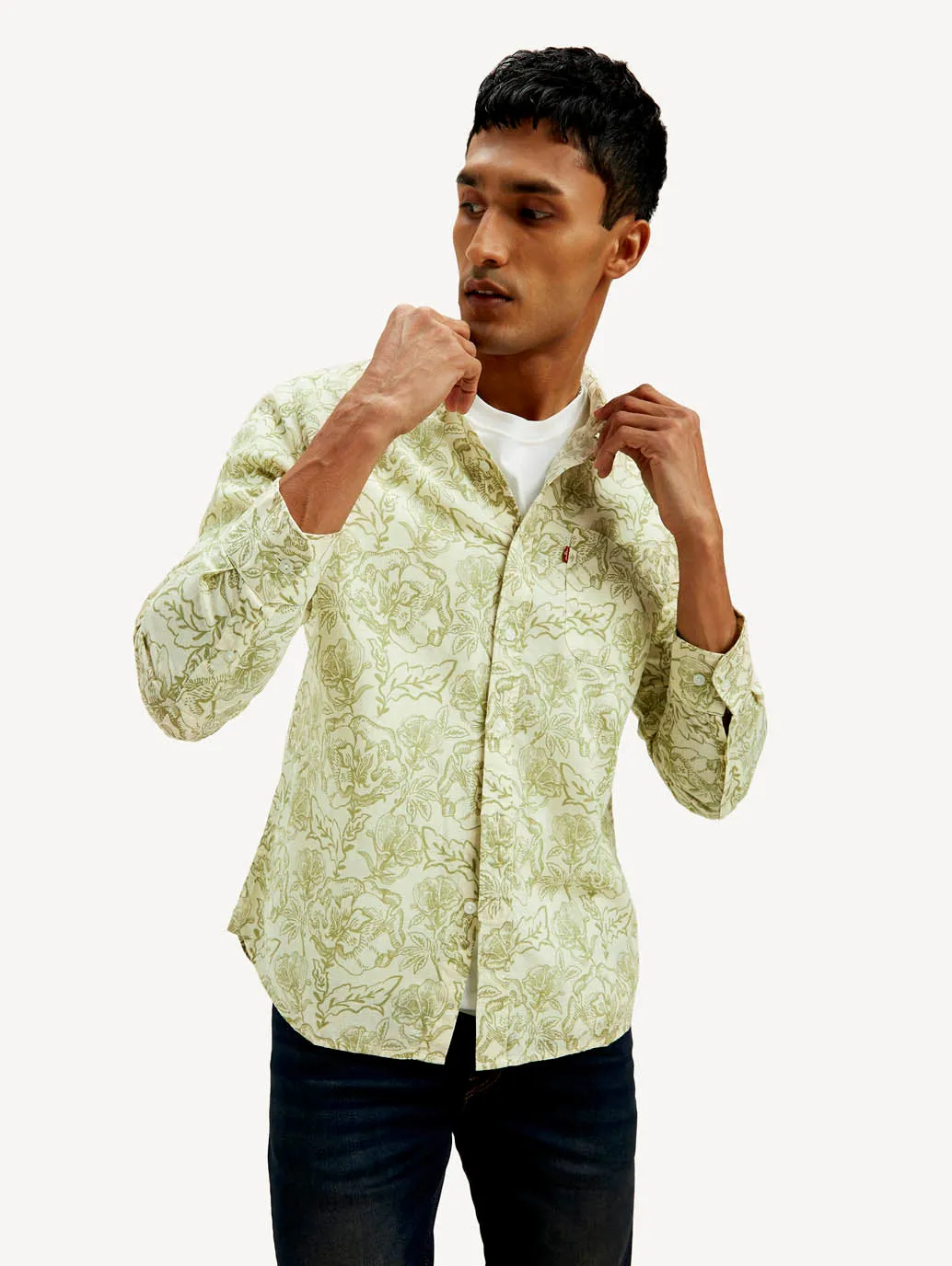 Men's Floral Slim Fit Linen Shirt Holiday Style Year-Round Favorite