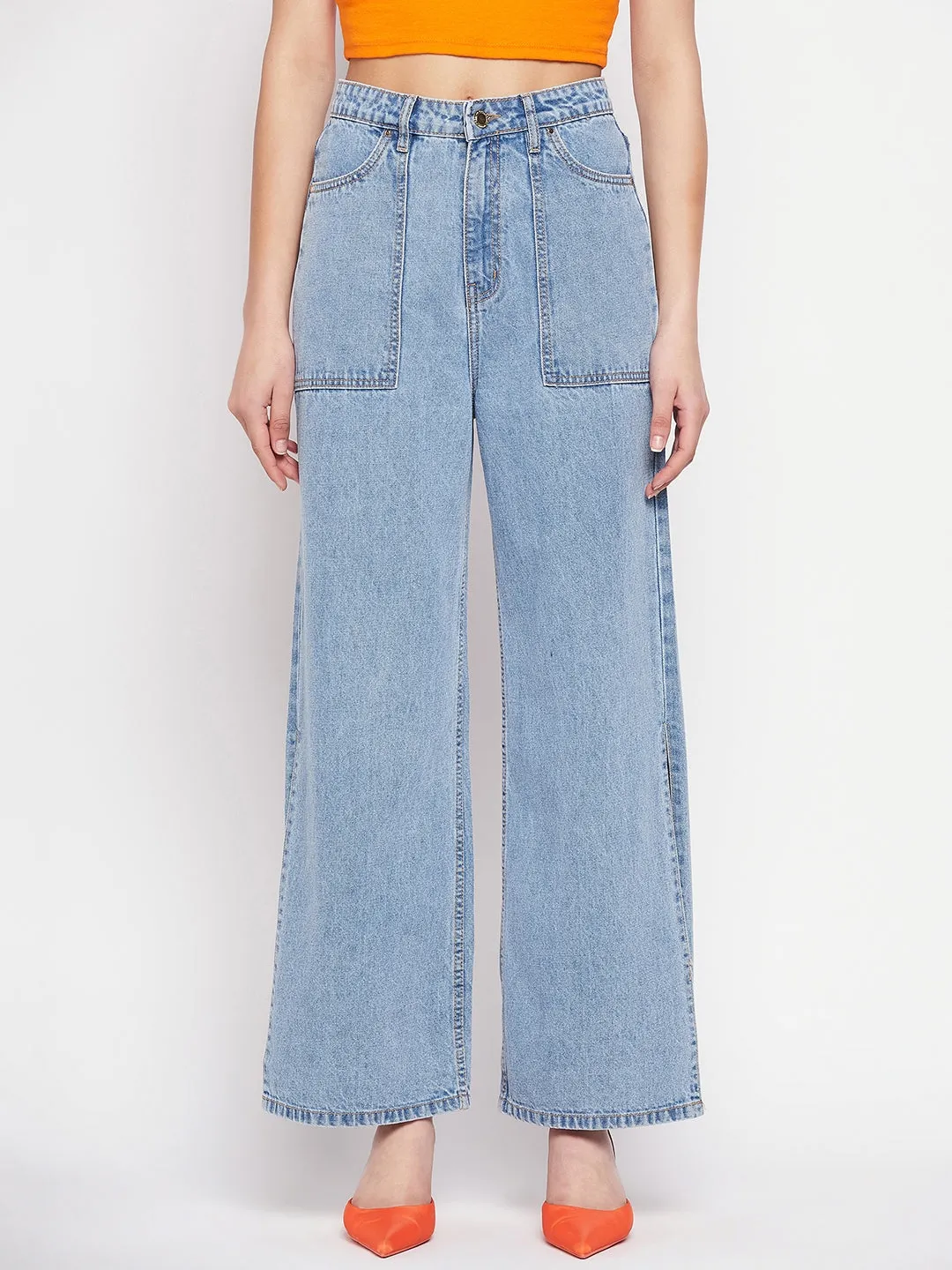 Madame Blue Slit Denim Comfortable Edge