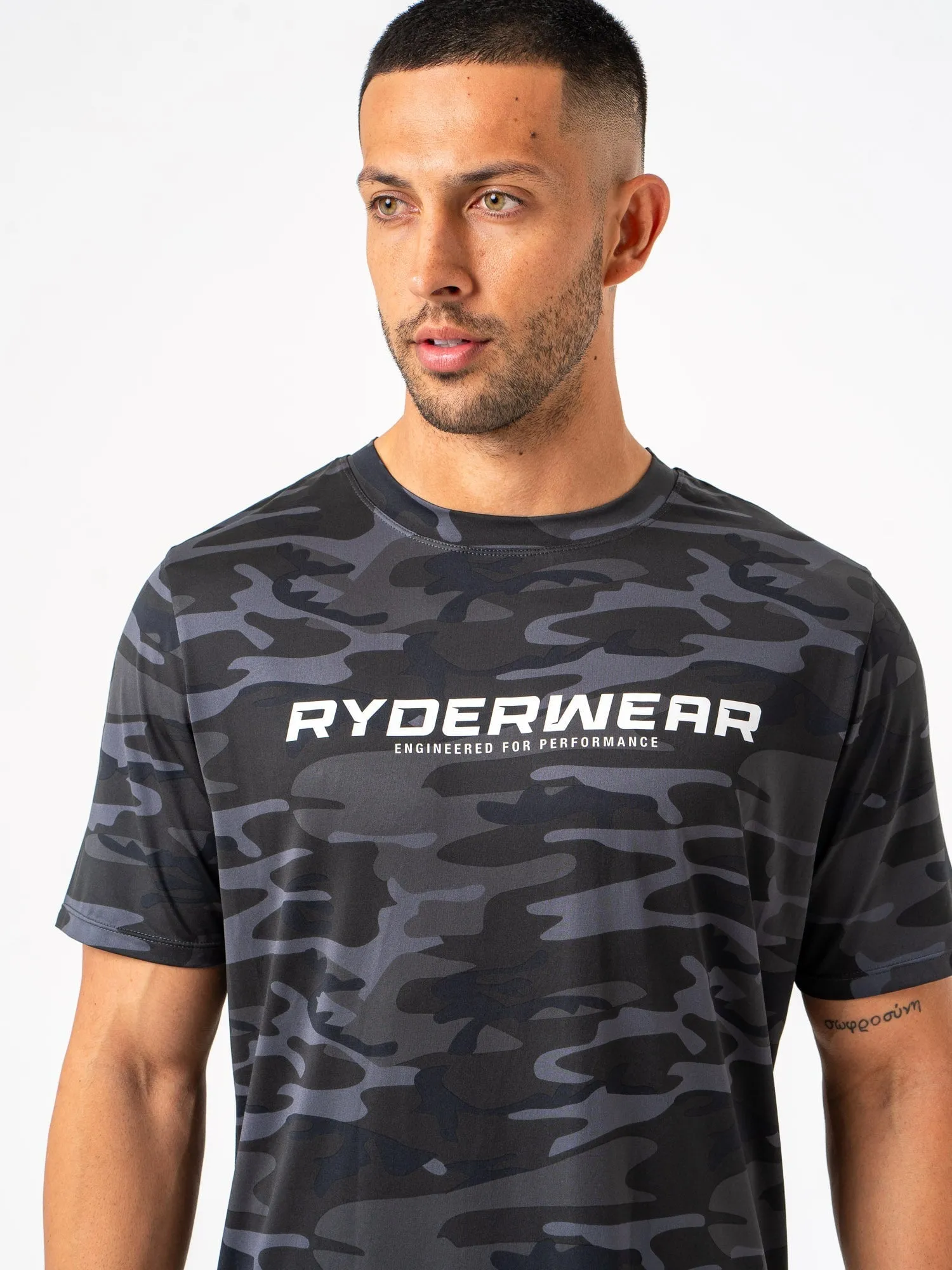 Energy T-Shirt - Black Camo Sporty Fit Heather Jersey Material