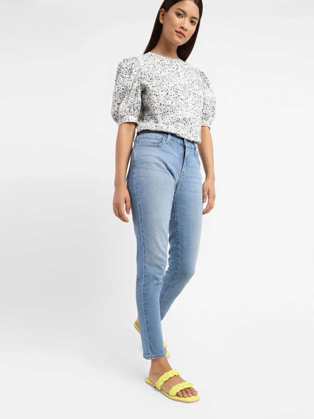 Women's 710 Blue Skinny Fit Mid Rise Jeans Layer Staple