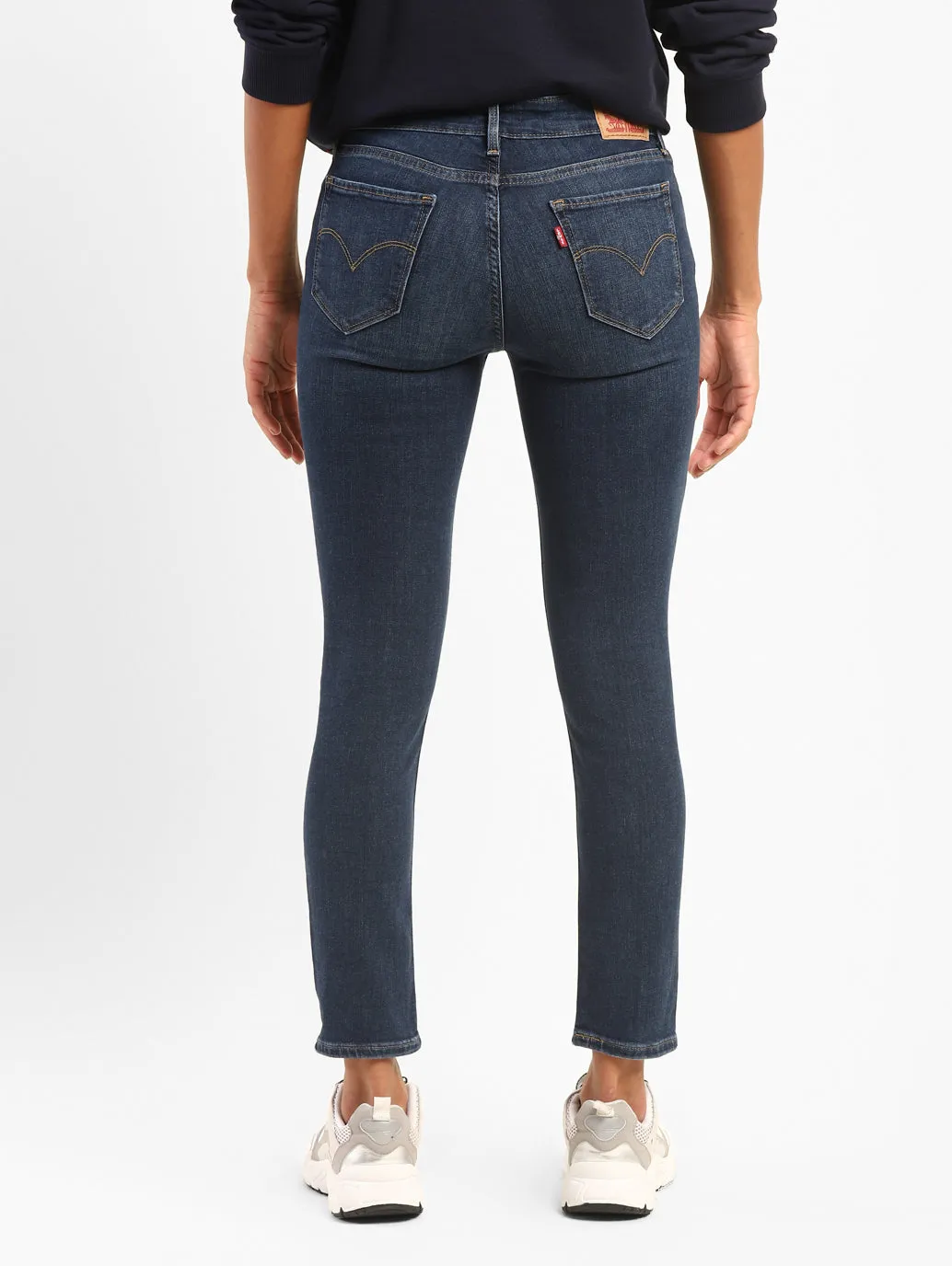 Stretch Fabric Versatile Waist Design Women's 711 Blue Skinny Fit Mid Rise Jeans