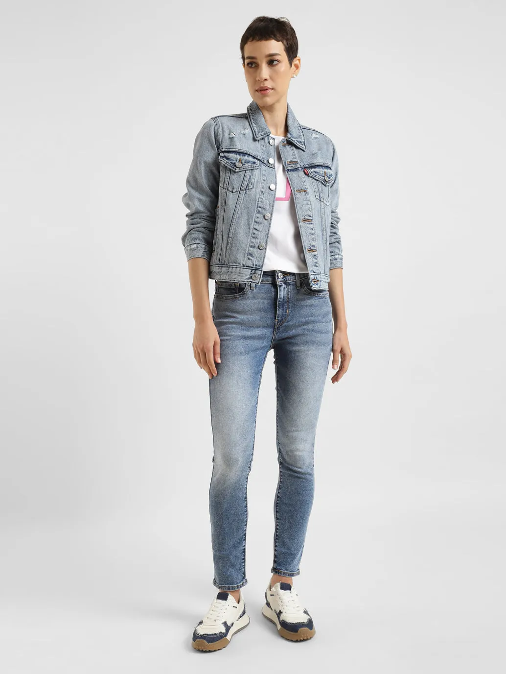 Women's 711 Blue Skinny Fit Mid Rise Jeans All Day Comfort Design Modern Cut