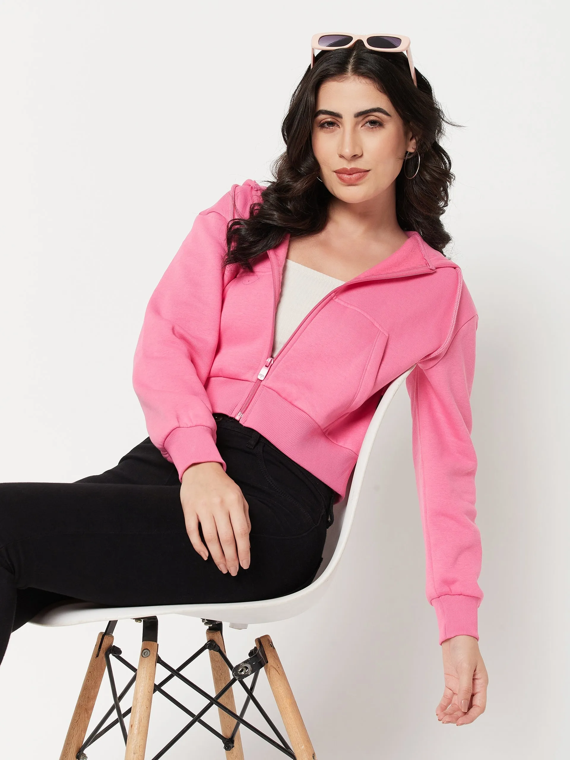 fluffy texture Madame Plum Hood Neck Sweatshirt