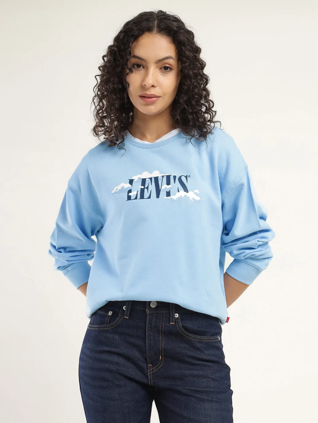 Hiking Essential Women's Graphic Blue Crew Neck Sweatshirt
