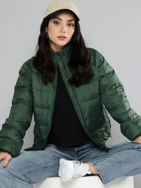 PFC Free Waterproofing Women's Solid Green Jacket