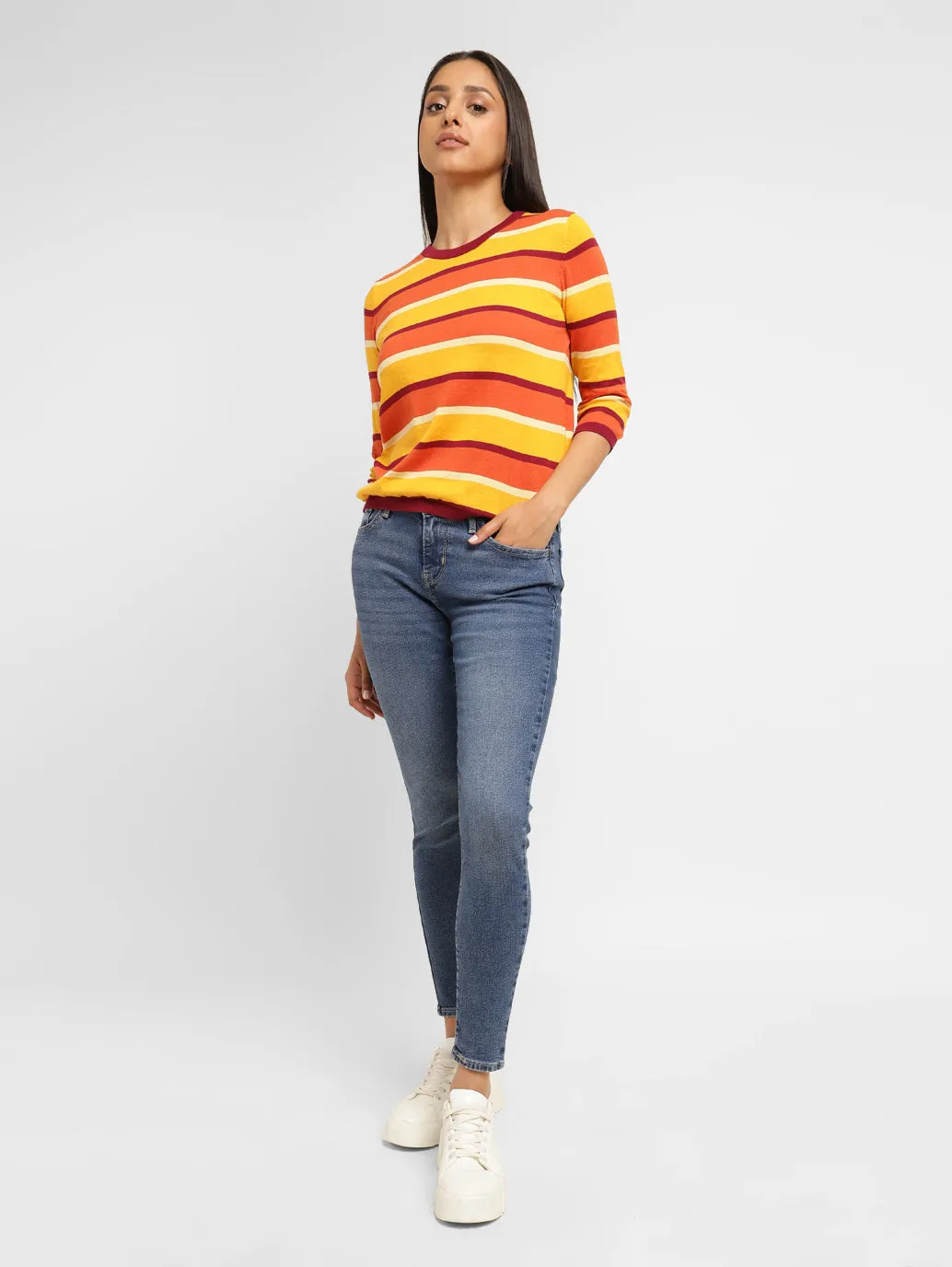 Women's 710 Blue Skinny Fit Mid Rise Jeans All Rounder