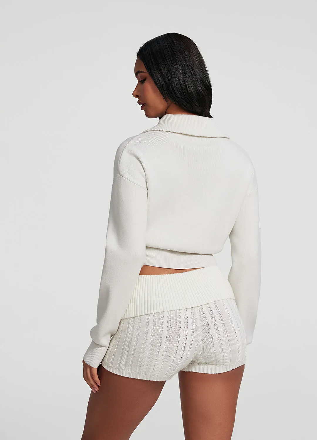 Detachable Layers Tailored Cut Knit Cropped Zip-Up Jacket