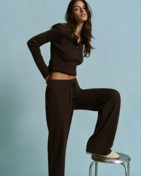 Sport Performance Design Knit Straight Leg Trousers - Coffee Bean