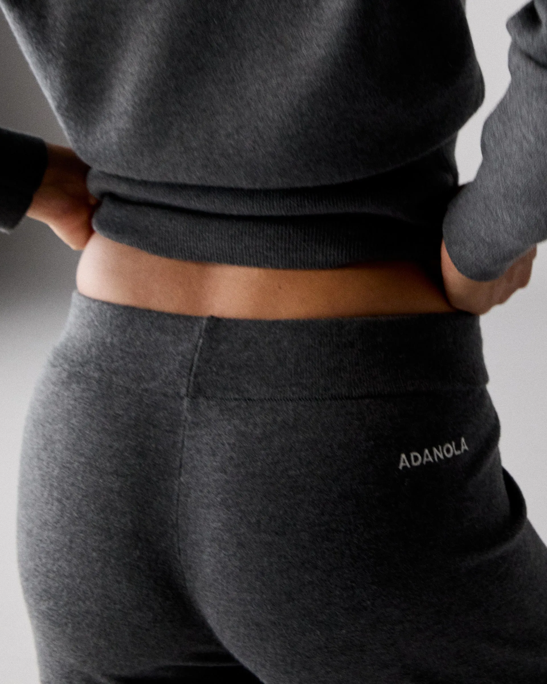 Quick Release Closure Knit Straight Leg Trousers - Dark Grey