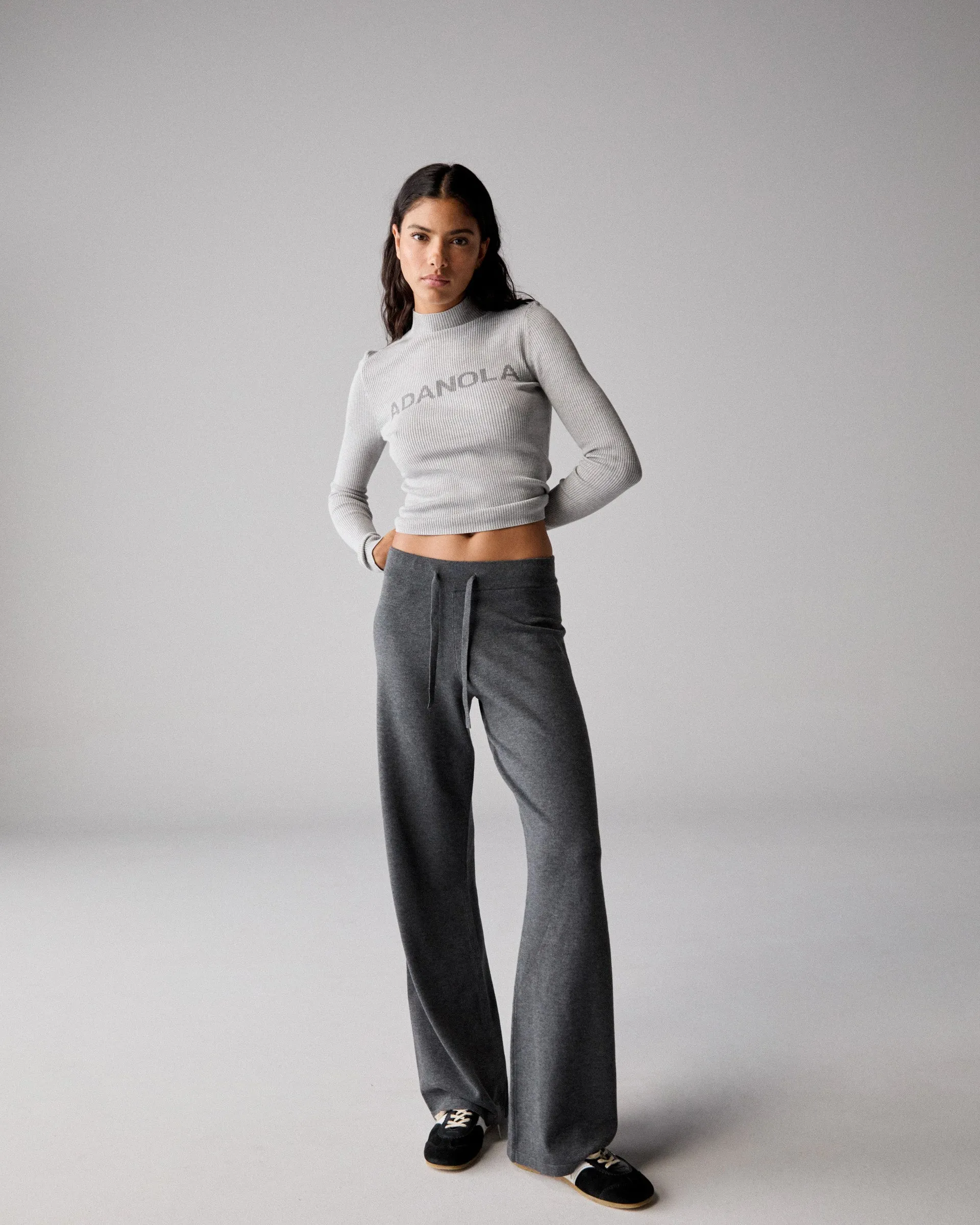 Sweat Wicking Liner City Ready Knit Straight Leg Trousers - Dark Grey