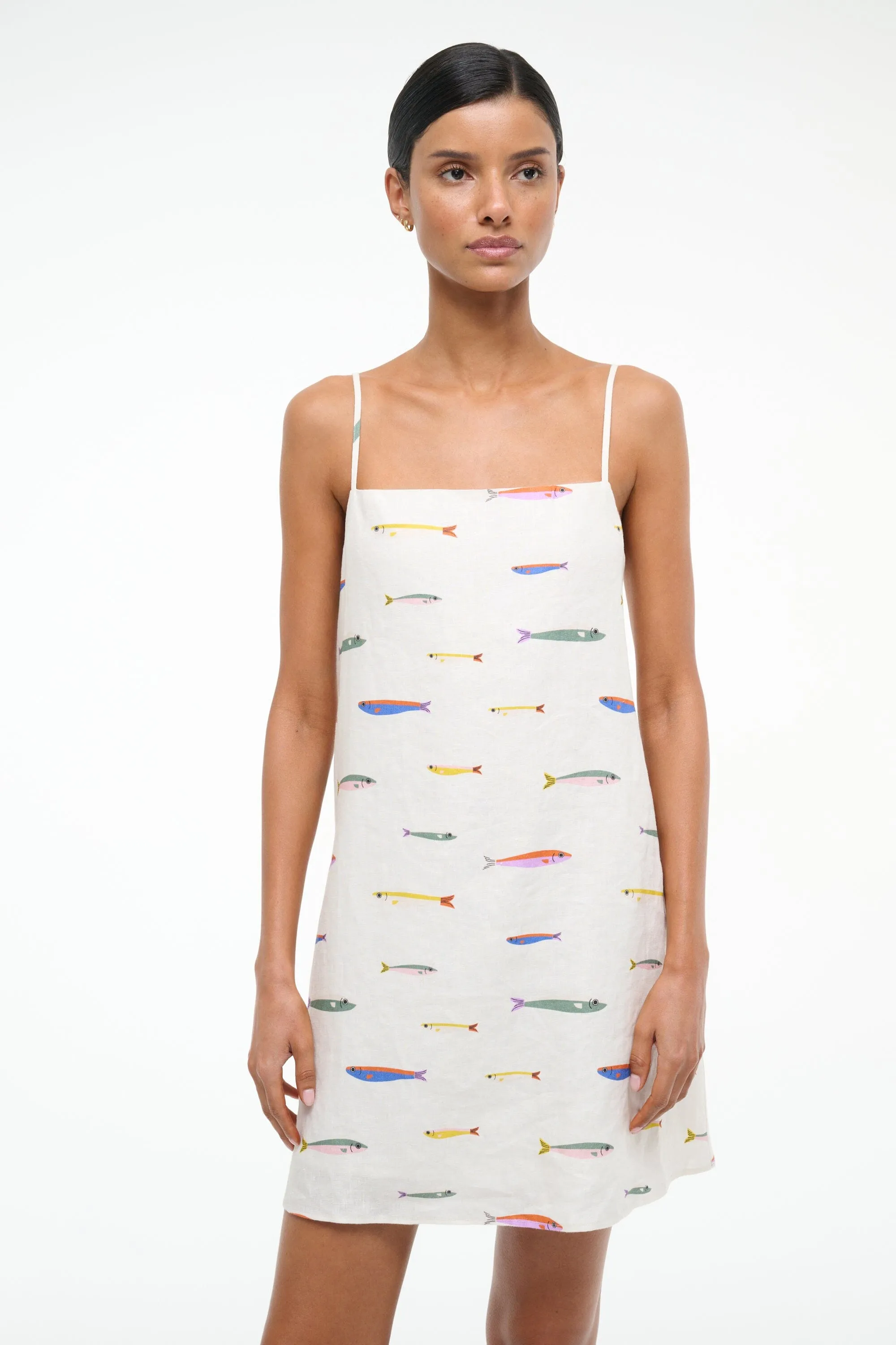 Sweetheart Cut Refined Presence LAURA LINEN MINI DRESS | POP SARDINES IVORY