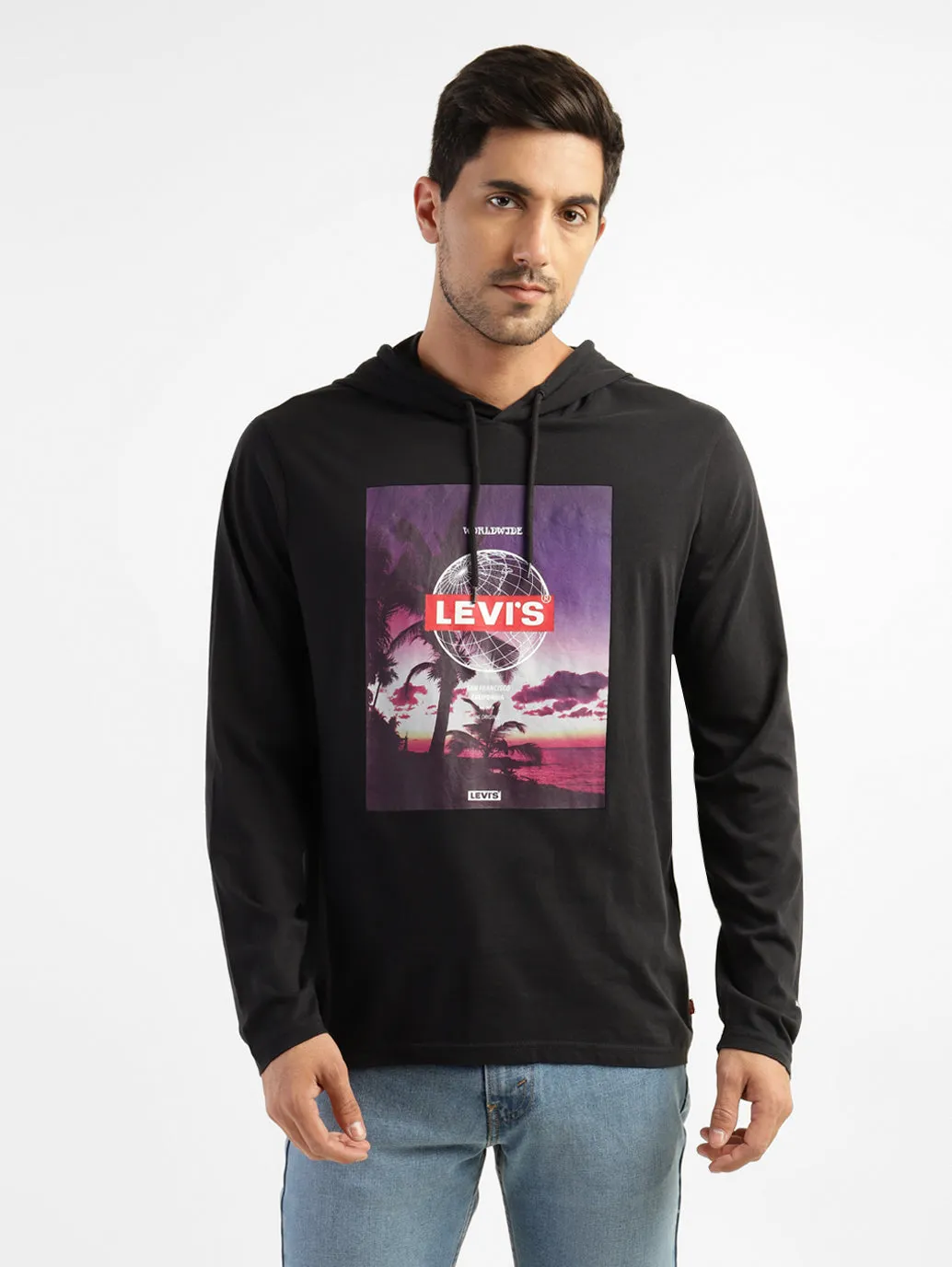 product geometric precision Festival Outfit Men's Graphic Print Hooded Sweatshirt