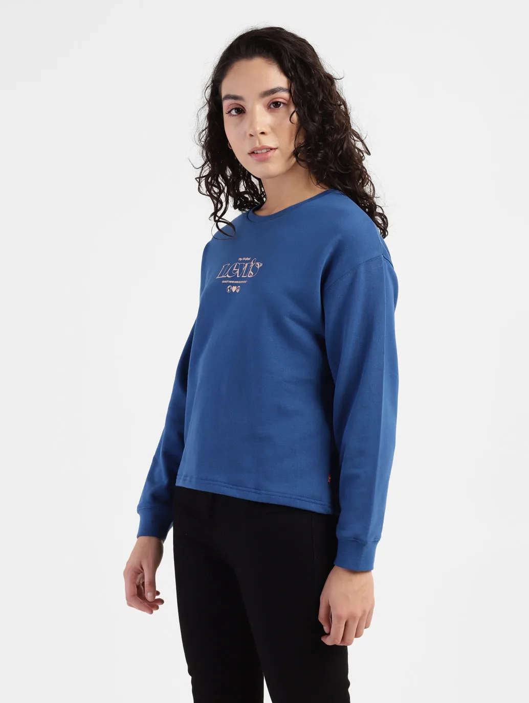 Women's Brand Logo Round Neck Sweatshirt Bright Colors