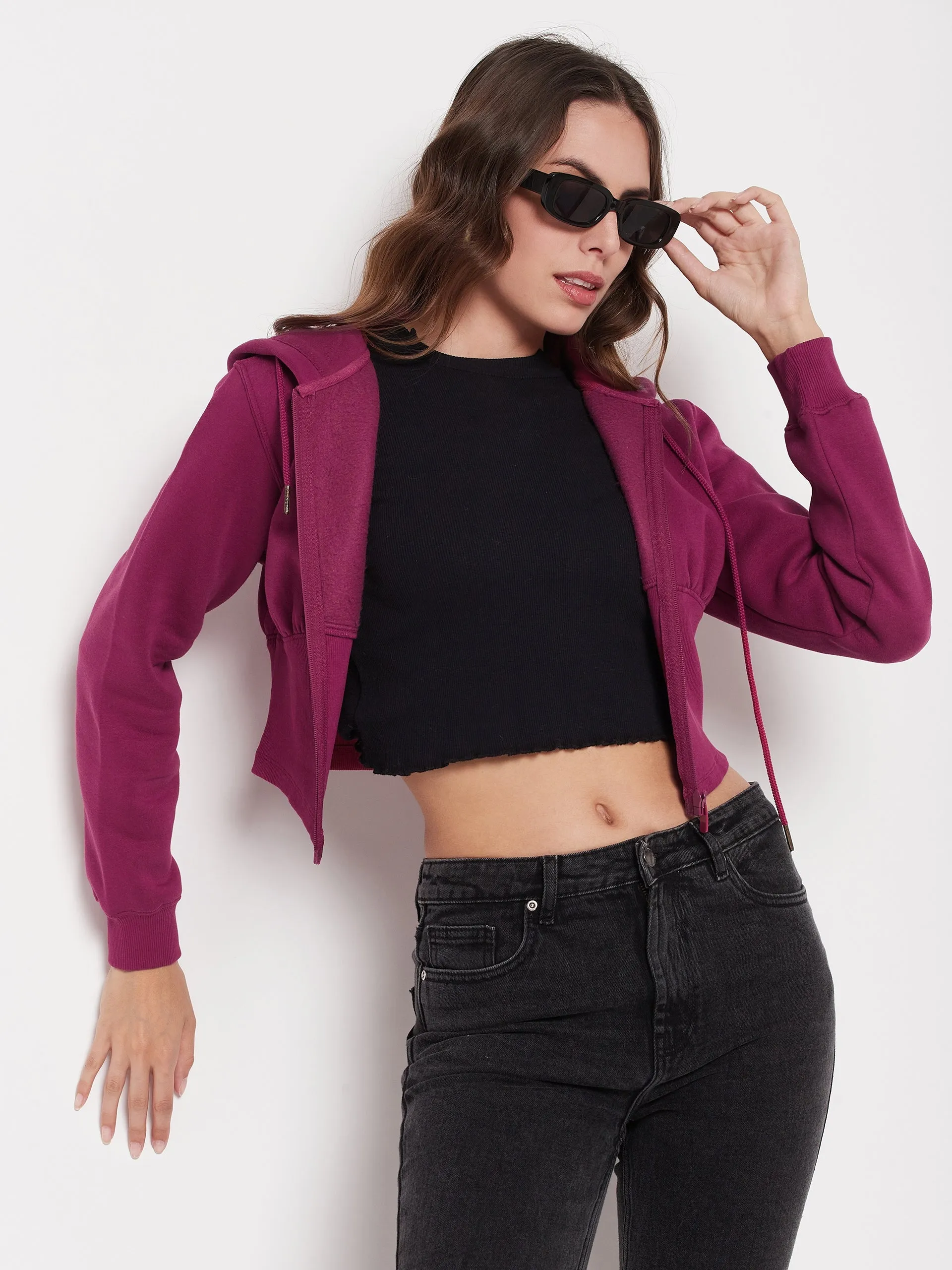 Madame Crop Plum Corset Sweatshirt Minimal Fashion