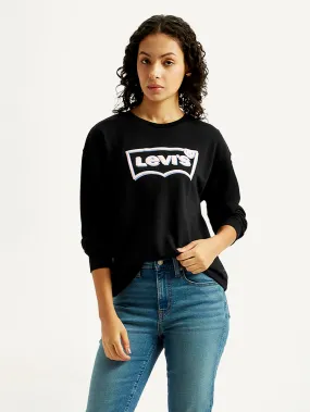 Women's Brand Logo Crew Neck Sweatshirt Stylish Wear nautical print
