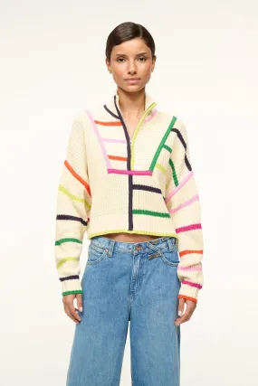 CROPPED HAMPTON SWEATER | CREAM RAINBOW MULTI Friction Resistant Edging Soft Wear