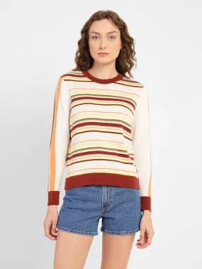 Effortless Comfort Fit Women's Striped Round Neck Sweater