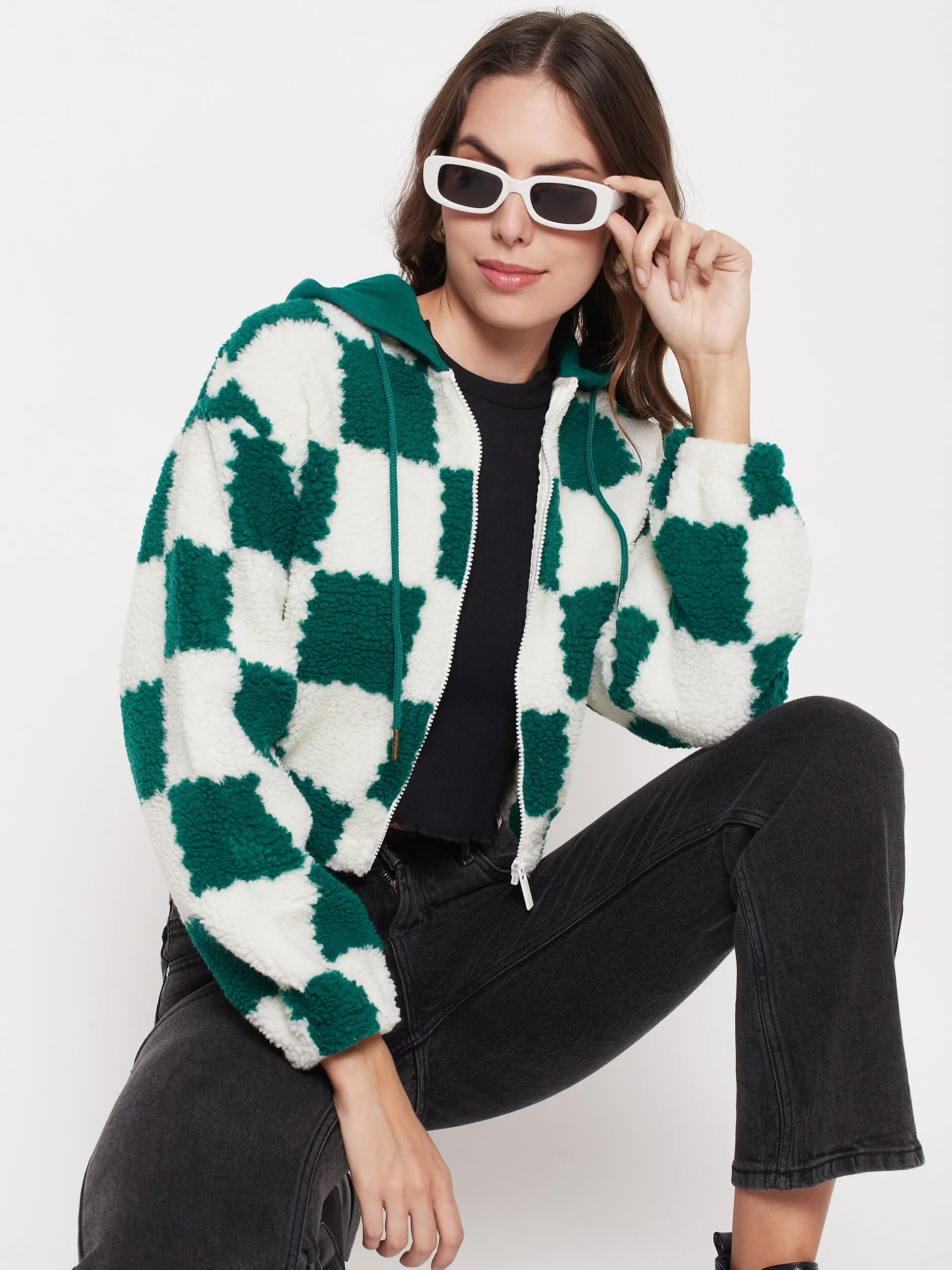 Madame Colour Blocked Bottle Green Sweatshirt Sporty Design