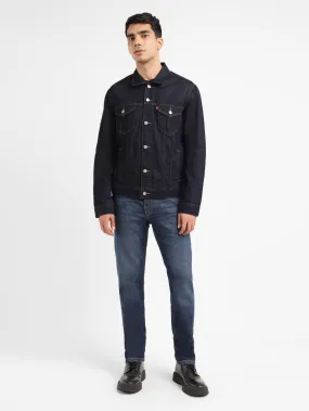 Compact Layer Men's Solid Indigo Spread Collar Jacket