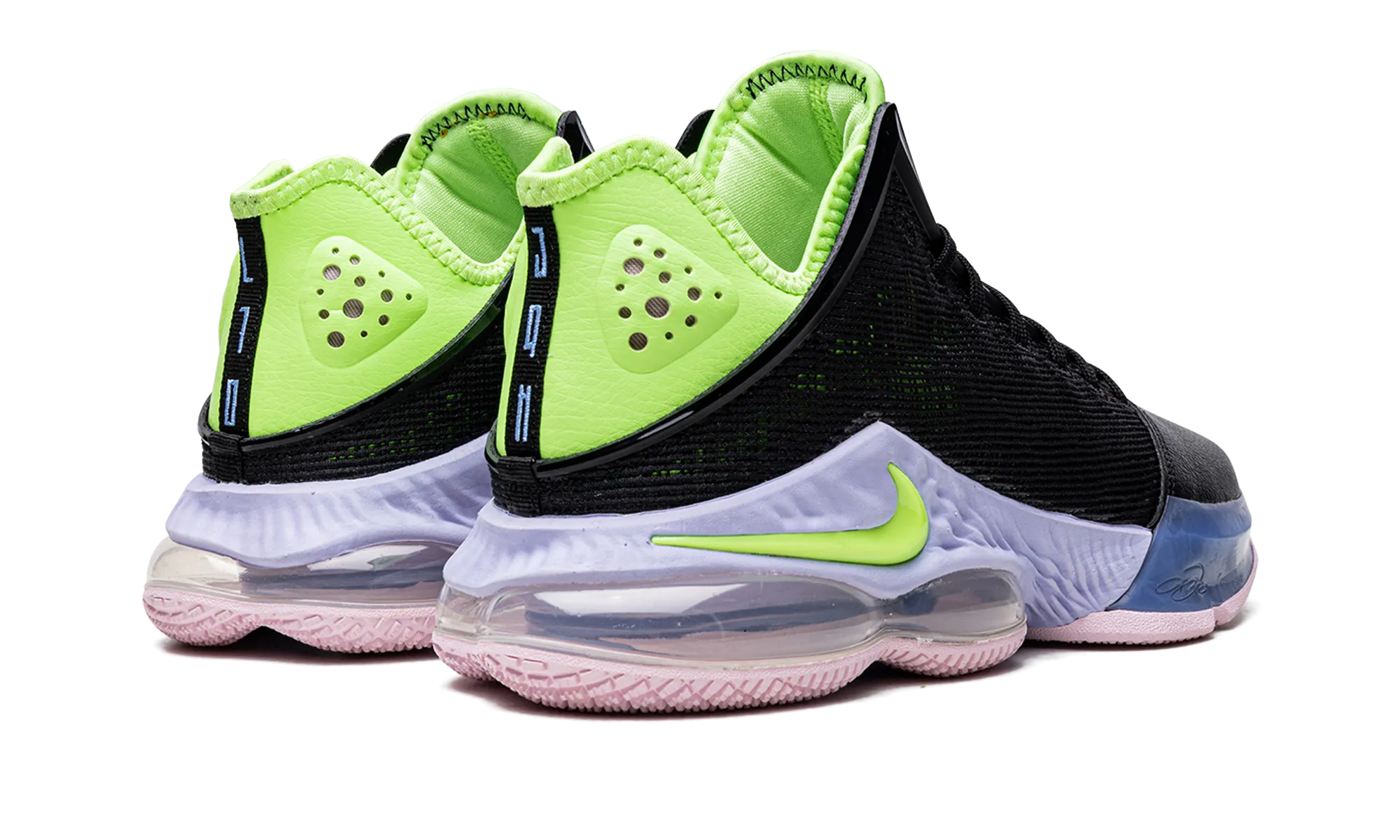 LeBron 19 Low "Black / Ghost Green" Breathable Tongue Construction