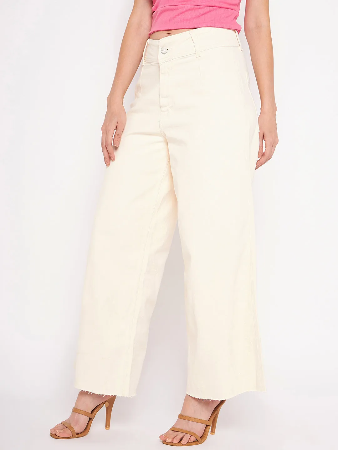 Street Style Modern Minimalist Fashion Lover Madame Ivory Flared Cotton Pants