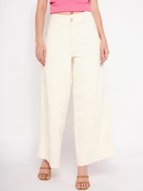 Urban Fit Madame Ivory Flared Cotton Pants