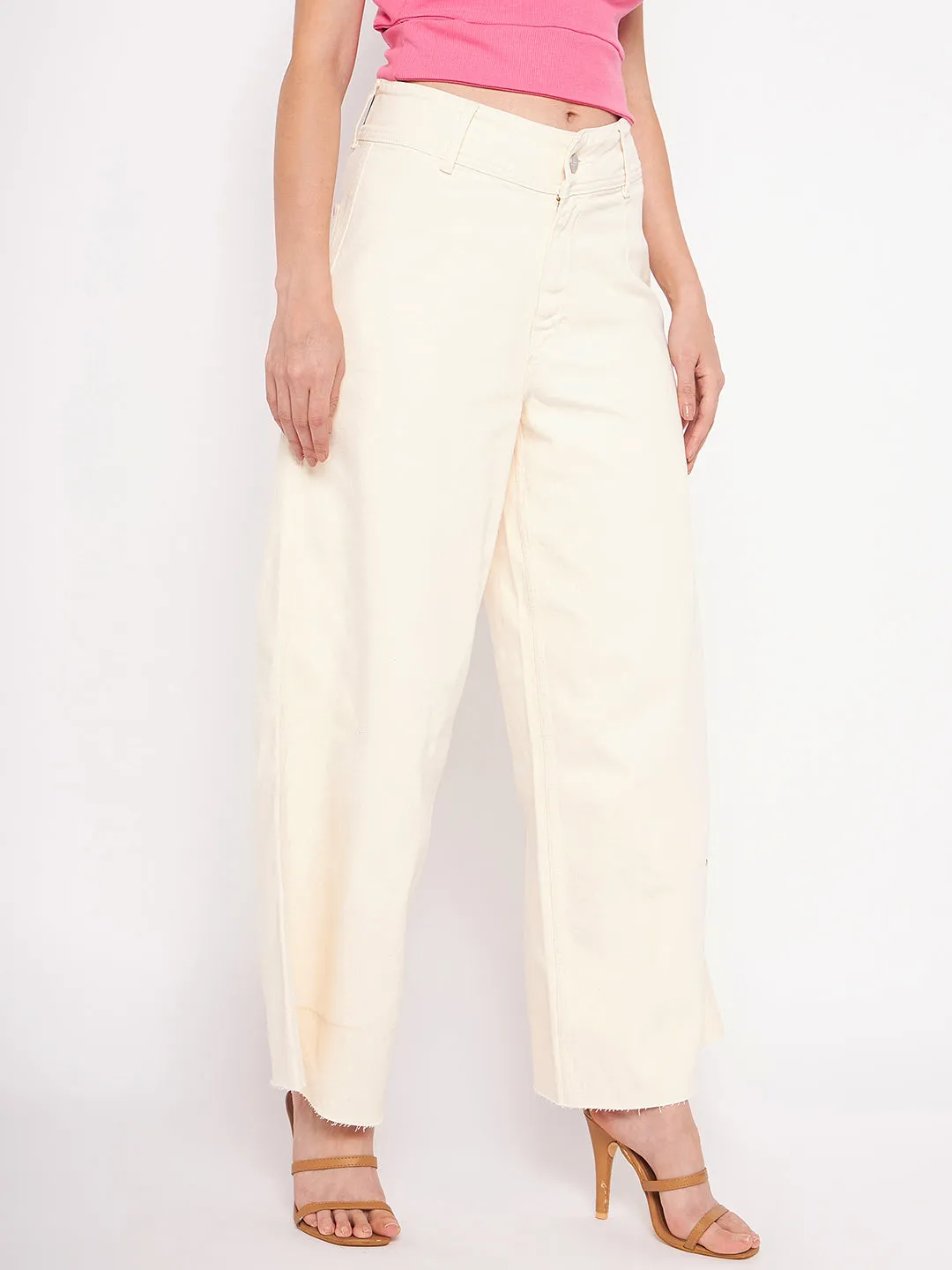 No Fade Look Nature Lover Shopping Day Everyday Madame Ivory Flared Cotton Pants