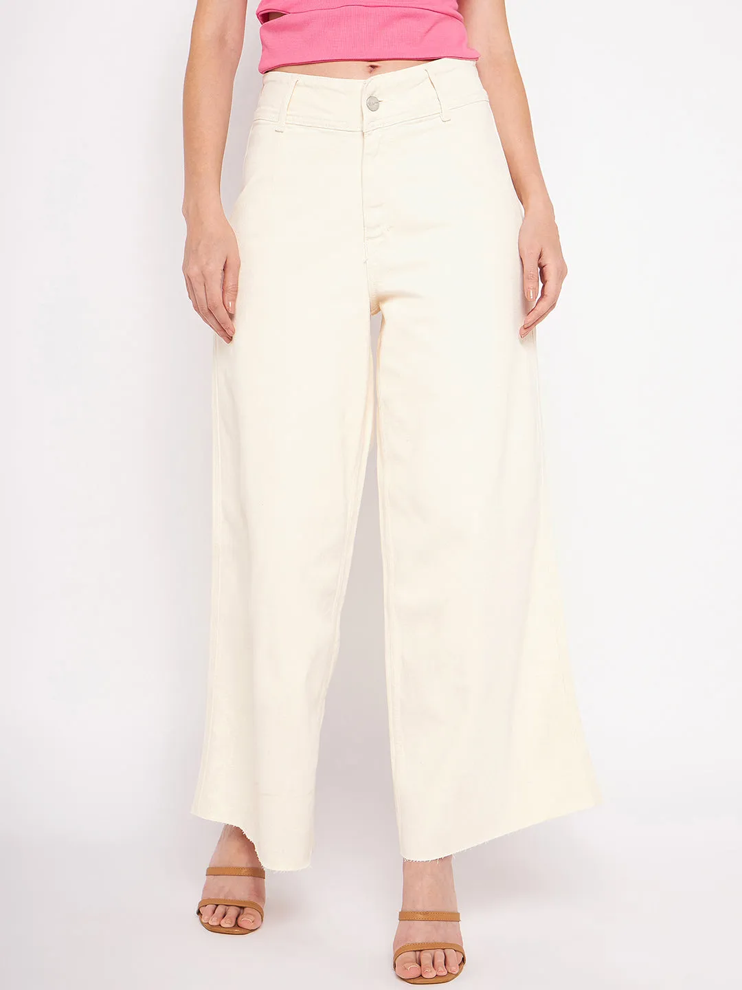 Urban Fit Madame Ivory Flared Cotton Pants