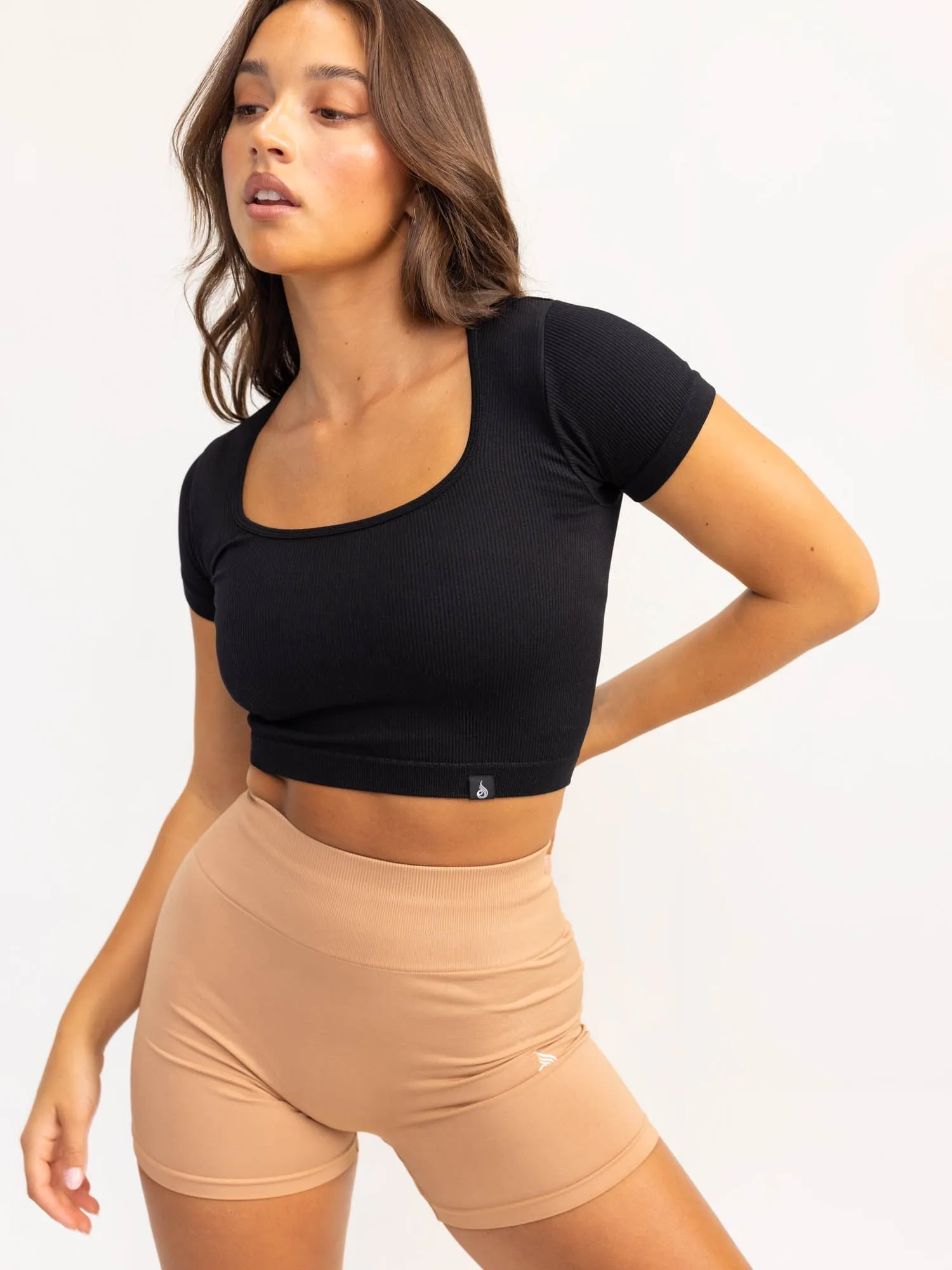 Lift 2.0 Rib Seamless T-Shirt - Black No Fade Technology Comfy Layering