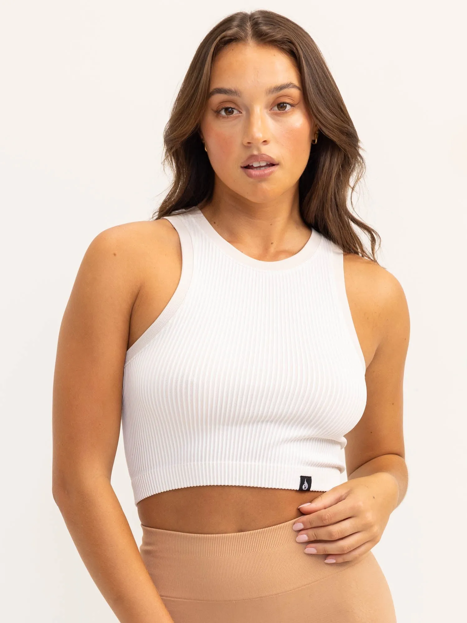 Lift 2.0 Rib Seamless Tank - White/Nude LightweightConstruction